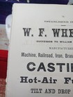 1871 Railroad Advertising  W f  Wheeler Castings Thomas St  Worcester Ma 