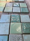 Lot 50 Vintage Field Tile California Art Molted Green 3 75  Sq   3 75 x1 75 