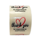 Thank You Supporting Small Business Stickers   Clear W  Red Heart   500 Labels
