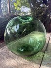 Vintage X-large Japanese Blown Pretty Green Glass Fishing Float Buoy Ball 12 