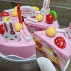 Pretend Play Pink Birthday Cake Toy Set 42-pc Lot Plastic Food Swiss Roll Knife