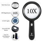 Magnifying Glass With Light 10x Lighted Magnifier Handheld Eye Lens Large Coin