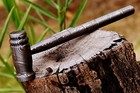 Custom Made Hand Forged Damascus Steel Chasing Hammer Rounded   Plain Head 2760
