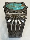 Vintage Native American Navajo Sterling Silver Turquoise Cabochon Cuff Bracelet