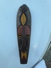 Tribal Painted Wood Decorative Wall Mask Wall Mounted Brown Black Yellow Red