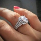 3 20ct Simulated Moissanite Engagement Ring 14k White Gold Plated Size 6