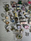 Vtg Junk Drawer Lot Military Pins  Political  Breast Cancer  School  Railroad