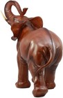 Faux Mahogany Wood Finish Buddha Feng Shui Elephant With Trunk Up Statue 14 25 l