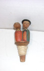 Vintage German Mechanical Wood Carved Wine Cork  Stopper Man And Woman