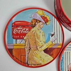 Collectible Coke Coasters Set Tin 1999 Illustrated Coca Cola 3 5  Coaster 4 Ct