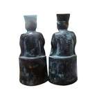 Vintage Asian Bronze Scholar Statues Pair Taoist Deity Bookends Patina 9  Decor