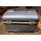 Vintage 1970   s American Tourister Blue Hard Train Case Luggage W  Mirror   Tray