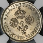 1951 Ngc Ms 65 Mauritius George Vi 1 4 Rupee Britain Empire Coin  21052302c 