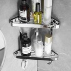 Soild Brass Chrome Double Shower Caddy Shelf Bathroom Corner Bath Storage Holder