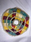 Vtg 40s 50s Rainbow Patchwork Fringe Tiered Ruffle Clown Collar Mask Bald Wig