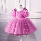 Baby Girl Dress Pearl Mesh Princess Dress Tutu Bow Birthday Party Dress