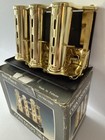 Vintage Brass Metal Gold 3 Barrel Change Coin Dispenser Steel Stand In Box