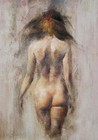 Original Nude Woman Back Charcoal Drawing Oil Painting Female Portrait Wall Art