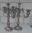 Pair Of Ornate Vintage Reed   Barton Silverplate 3 Light Candelabra  741