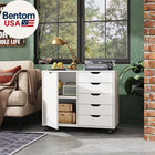 5-drawer Wood Drawer Cabinet  Office Storage Cabinet With Adjustable Shelf   Whe