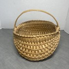 Vintage Hand Woven Small Wood Splint Buttocks Basket Egg Gathering Primitive
