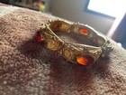 Old Chinese Orange Carnelian Cabochon Gilt 925 Sterling Filigree Bracelet  Br
