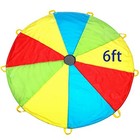 Kids Parachute - 6ft Play Parachute With 9 Handles  Rainbow 6ft 9 Handles