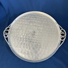 Vtg B w  Buenilum Hand Wrought Hammered Aluminum 20  Tray W handles   Grapes