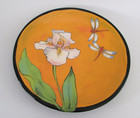 Rainbow Gate Pottery Santa Fe Orange Iris   Dragonfly Dinner Plate