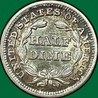 1848 Large Date Seated Liberty Half Dime Choice Almost Uncirculated Au  unc Coin