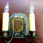 1907 Wall Sconce Cast Brass Antique Light Fixture Independent Switched Sockets