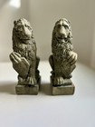 Vintage Lion Bookends Heavy Stone Plaster Traditional Library Decor 7    Set Heavy