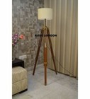 Retro Antique Floor Shade Lamp Brown Wooden Tripod Lighting Stand Home Decor New