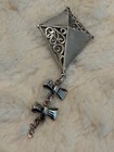 Vintage Rare Jezlaine Signed Flying Kite Brooch Pin Sterling Silver 925 Dangle