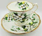 Vintage Royal Albert England White Dogwood Gold Spray Cup   Saucer Teacup Floral
