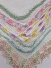 Vintage Lace Trim Handkerchief Lot Crochet Edge Hankies Pastel Tatting Linen   