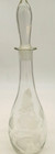 Vintage Clear Etched Floral 13  Glass Decanter With Stopper 