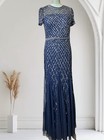 Nwt Adrianna Papell Beaded Evening Gown Or Mother Of Bride Sz 6 Navy Blue   328
