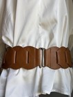 Women   s Brown Wide Stretch Waist Belt 31    Elastic Cinch Hook Clasp Boho