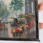 Vintage Miniature Parisian Landscape Art Print European Street Flower Market