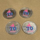 Disneyland 70th Anniversary Collector Medallion W  Color Set Of 4 Coins