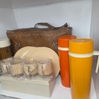 Retro 70s Thermos Picnic Set Of 4 Plates   Cups 4 Bottles Sandwich Box Large Lot