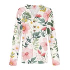 Women Long Sleeve Floral Shirts Button Henley V-neck Casual Blouses Pullover Top