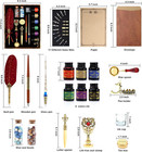 Quill Feather Pen And Ink Set  Calligraphy Pen Glass Dip Pen And Wax Seal Stamp 