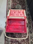 Vintage Jc Penny Wicker Sewing Basket Storage Box Woven Floral With Removal Legs