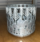 Bath   Body Works - Galvanized Metal 3-wick Candle Holder Sparkle Snow Village