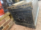 Old Antique Pine Chest  Vintage Wooden Storage Trunk  Blanket Box  Coffee Table 