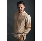 Barong Tagalog For Men Pina Organza W  Lining Beige Spots   Chinese Collar