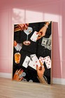 Vintage Playing Cards Wall Print     Retro Poker Night Cards   Drinks Art-unframed