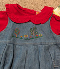 Vtg Mckids 90s Dress Sz 2t Girls Jumper 2pc Embroidered Floral Flower Mcdonalds